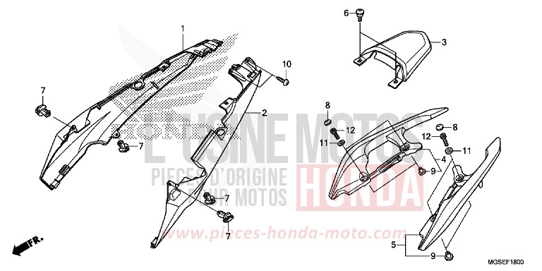 MOULURE DE SIEGE de NC700S DCT SEAL SILVER METALLIC (NHA14) 2013